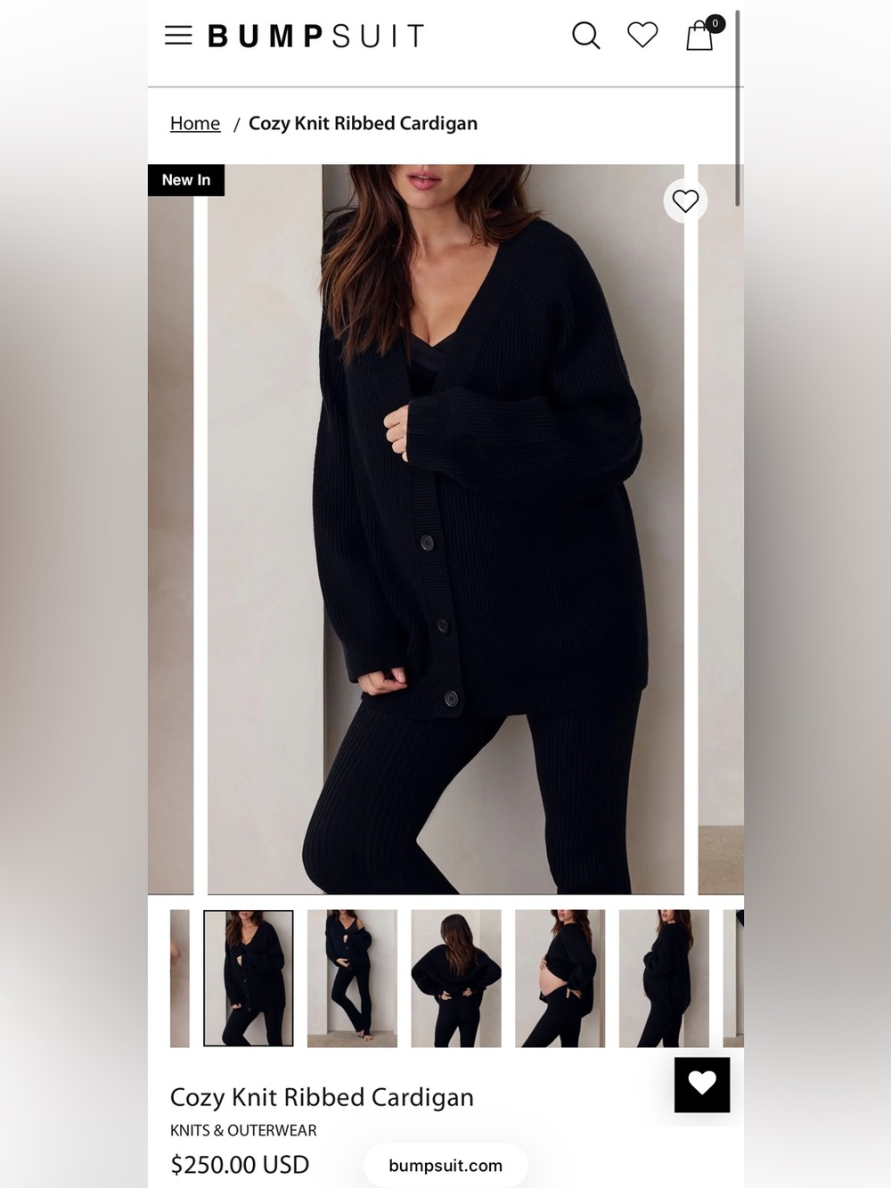 Oversized Bumpsuit Black V-Neck Button Cardigan
